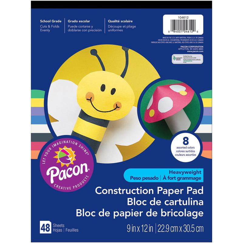 (12 Ea) Construction Paper Pad 9x12 48 Sheets Per Pad