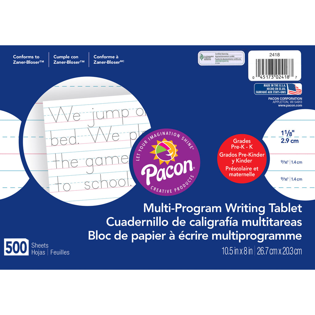 (2 Rm) Handwriting Paper 1-8in Rule 500 Sht Per Pk 10.5x8