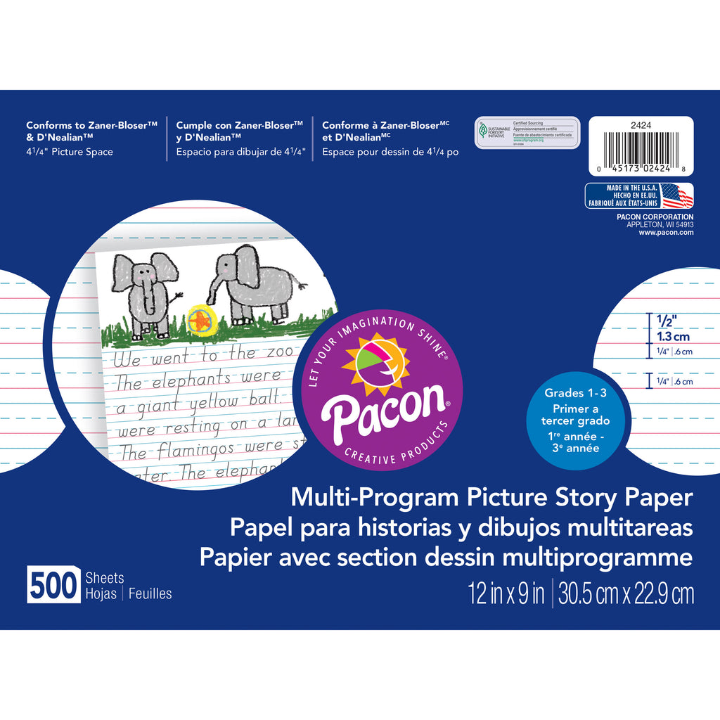 (2 Rm) Picture Story Paper 1-2in Rule 500 Sht Pr Pk 12x9