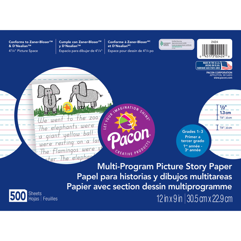 (2 Rm) Picture Story Paper 1-2in Rule 500 Sht Pr Pk 12x9
