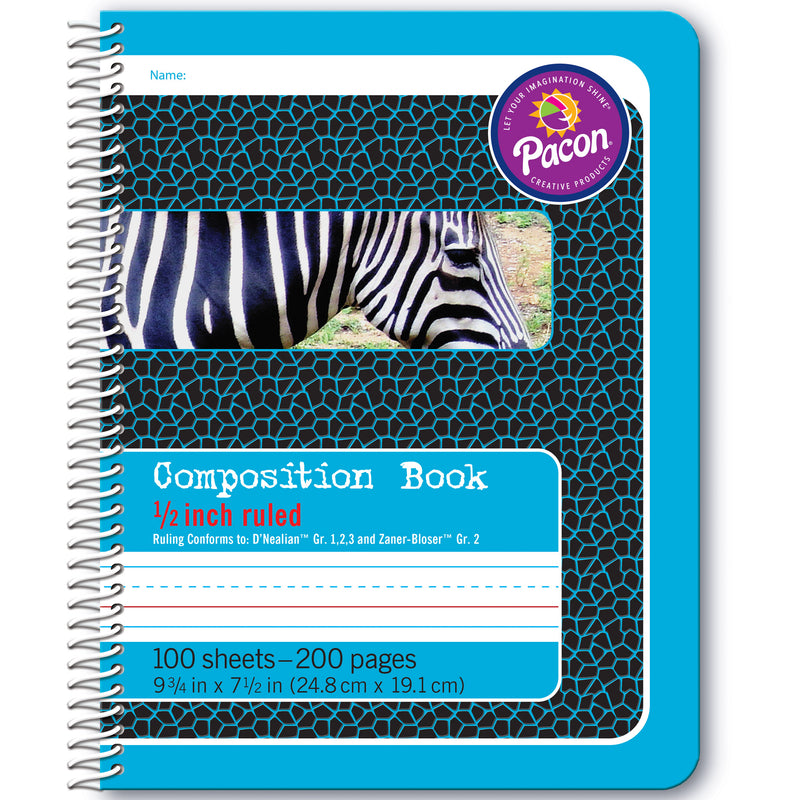(6 Ea) Composition Book 1-2in Ruled Spiral Bound