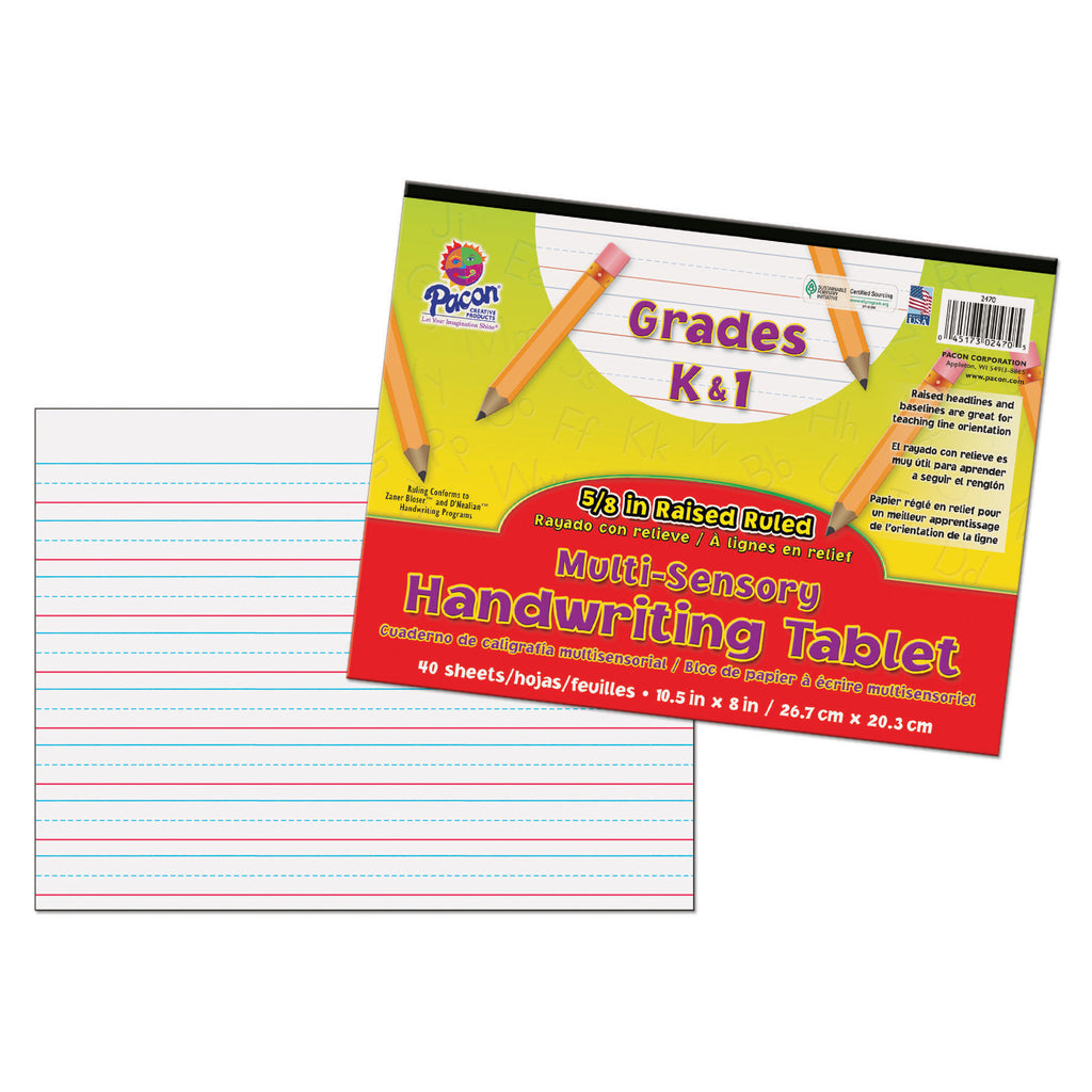 (3 Ea) Multi Sensory Handwriting Tablet 40 Sht Per Pk