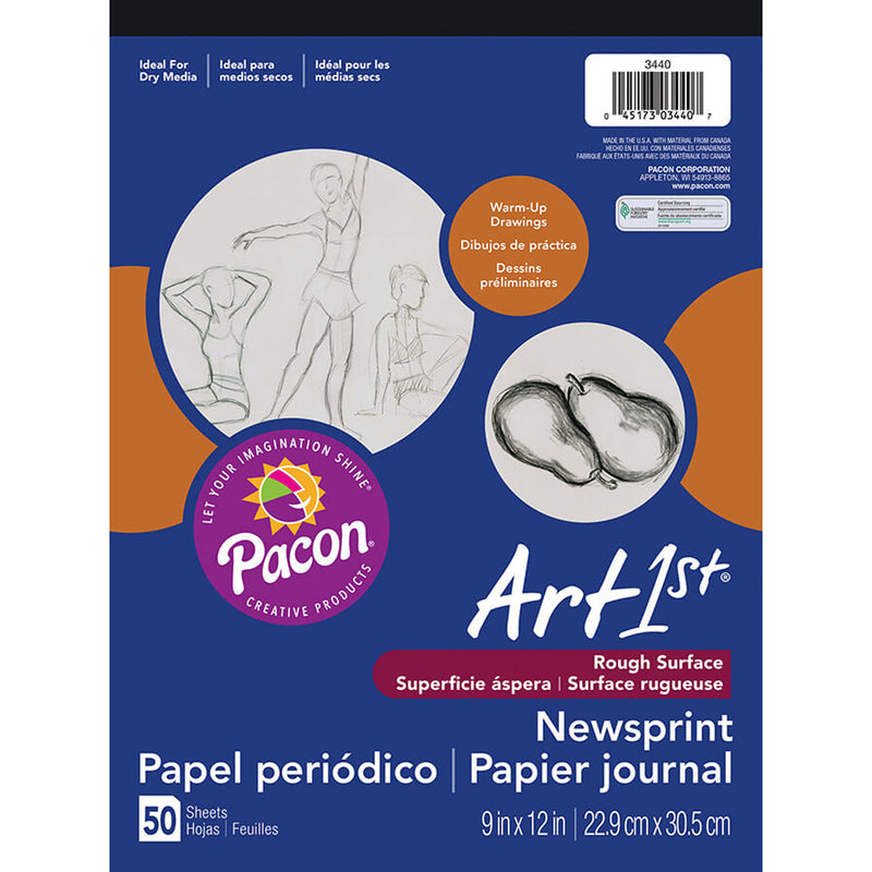 (12 Ea) Art1st Newsprint Pad 9x12 50 Sht Per Pk