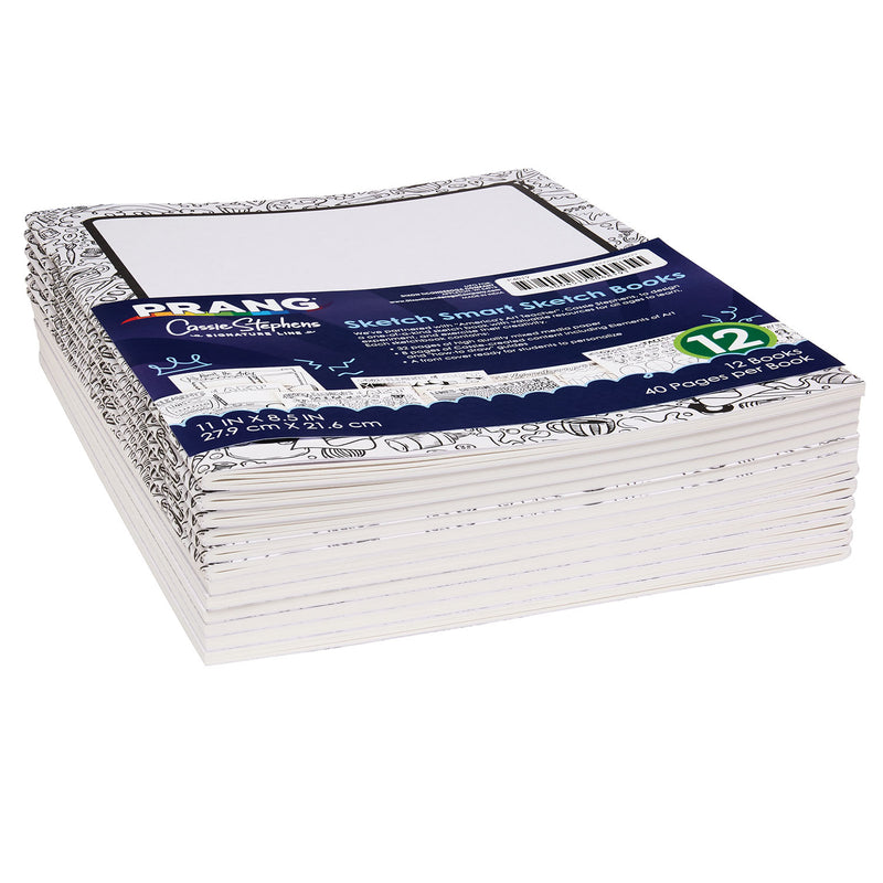 Sketch Smart Sketch Book, White, 11" x 8.5", 40 Sheets, Pack of 12