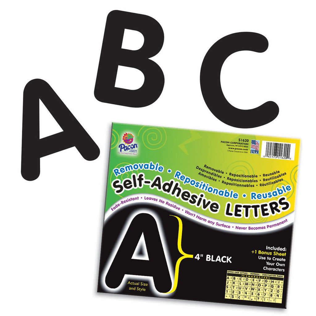 (2 Pk) Self Adhesive Letter 4in Black