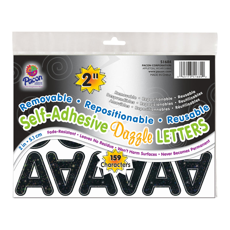Letters Black Dazzle Puffy Font 2in Self Adhesive