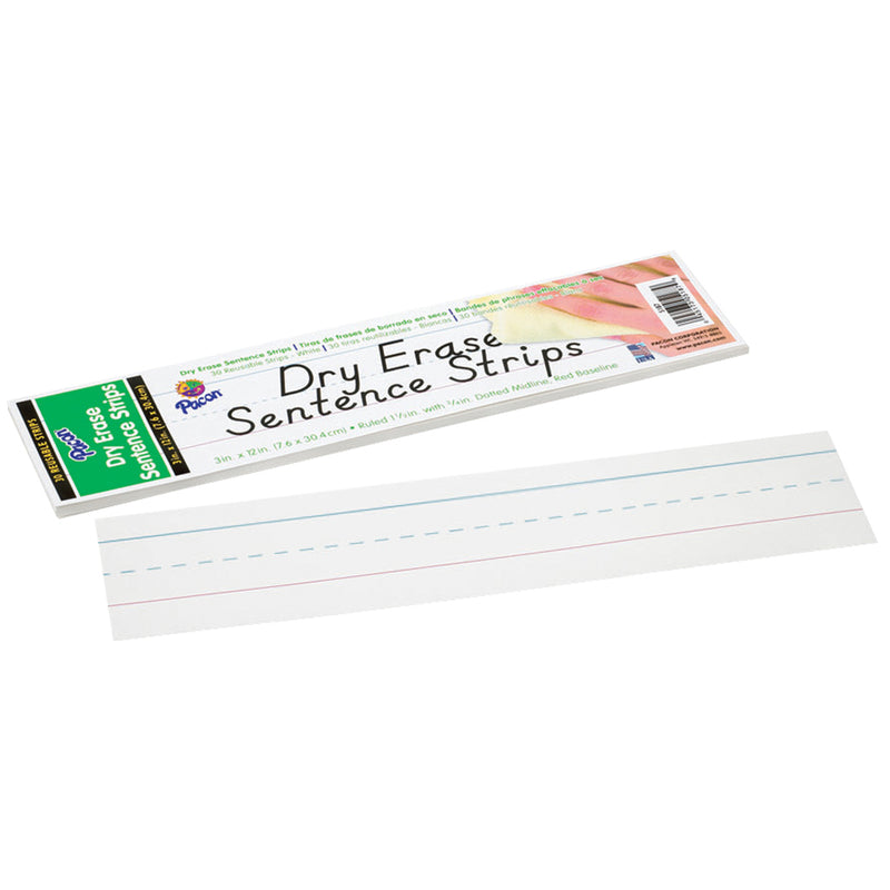(6 Pk) Dry Erase Sentence Strips White 3x12