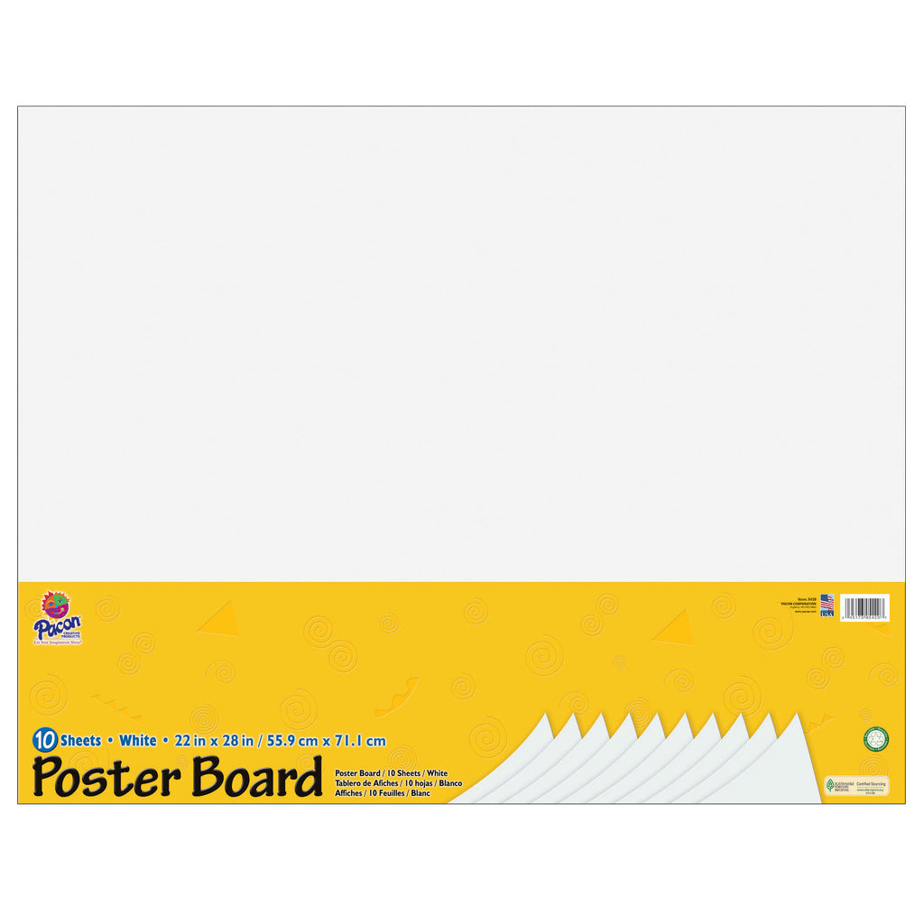 (3 Pk) White Poster Board 22x28 10 Per Pk