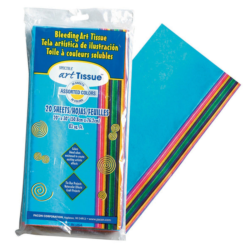 Bleeding Art Tissue 20 Sheets 20 Assorted Colors 20x30