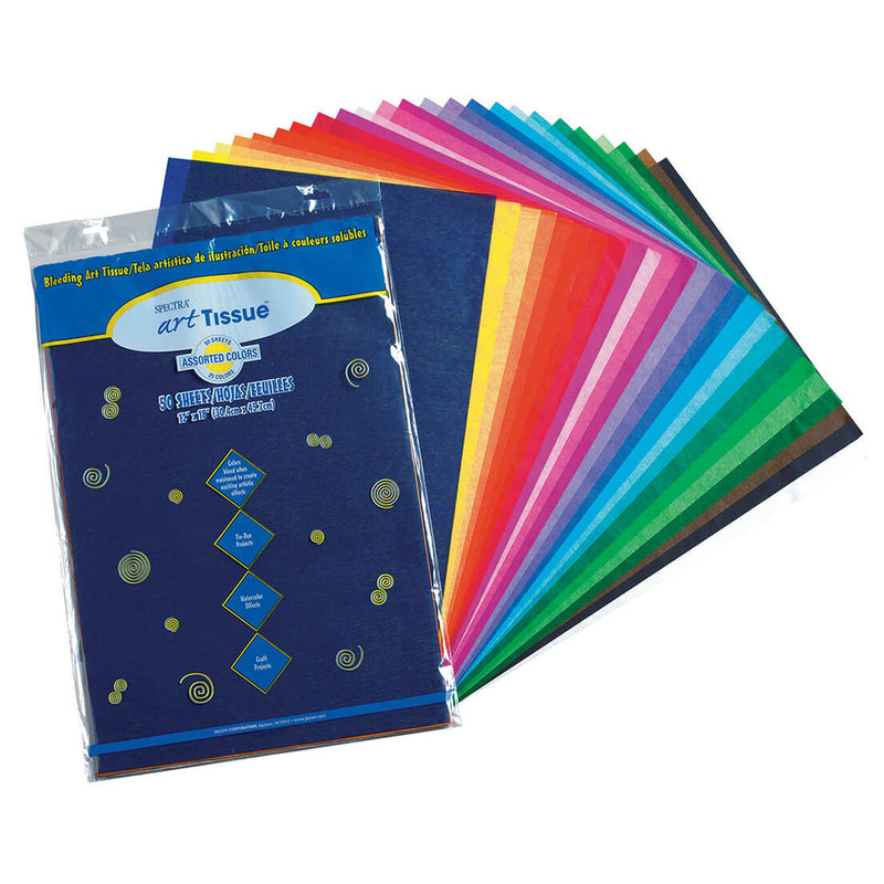 Bleeding Art Tissue 50 Sheets 25 Assorted Colors 12x18