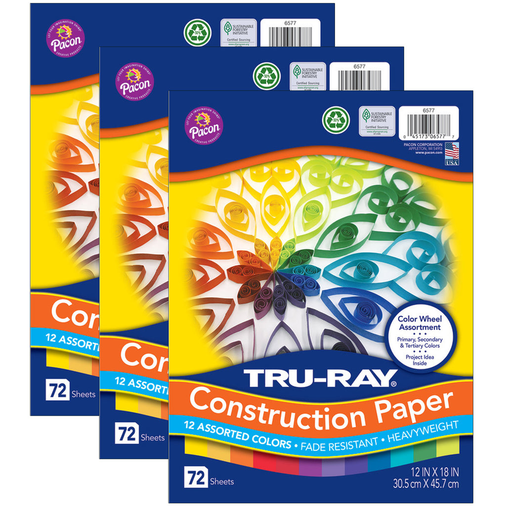 (3 Pk) True-ray Color Wheel Asst 72 Pack 12x18