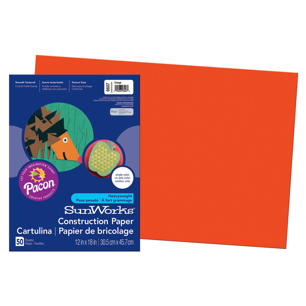 (5 Pk) Construction Paper Orange 12x18