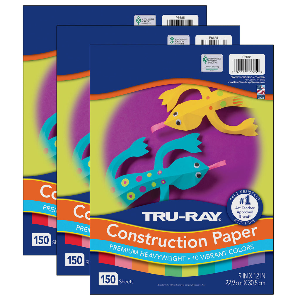 (3 Pk) Construct Paper Vibrant Asst