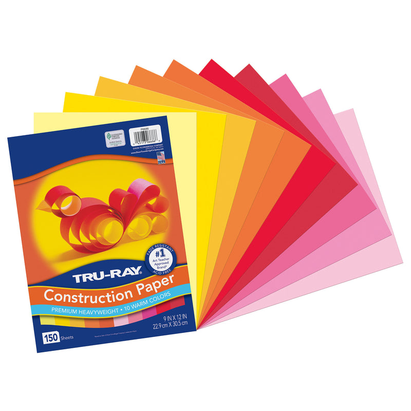 (3 Pk) Construction Paper Warm Asst