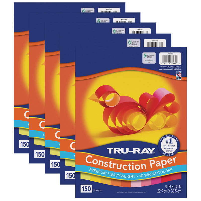 (5 Pk) Construction Paper Warm Asst