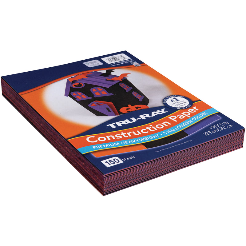 Construction Paper Halloween, Black, Orange, Purple, 9" x 12", 150 Sheets