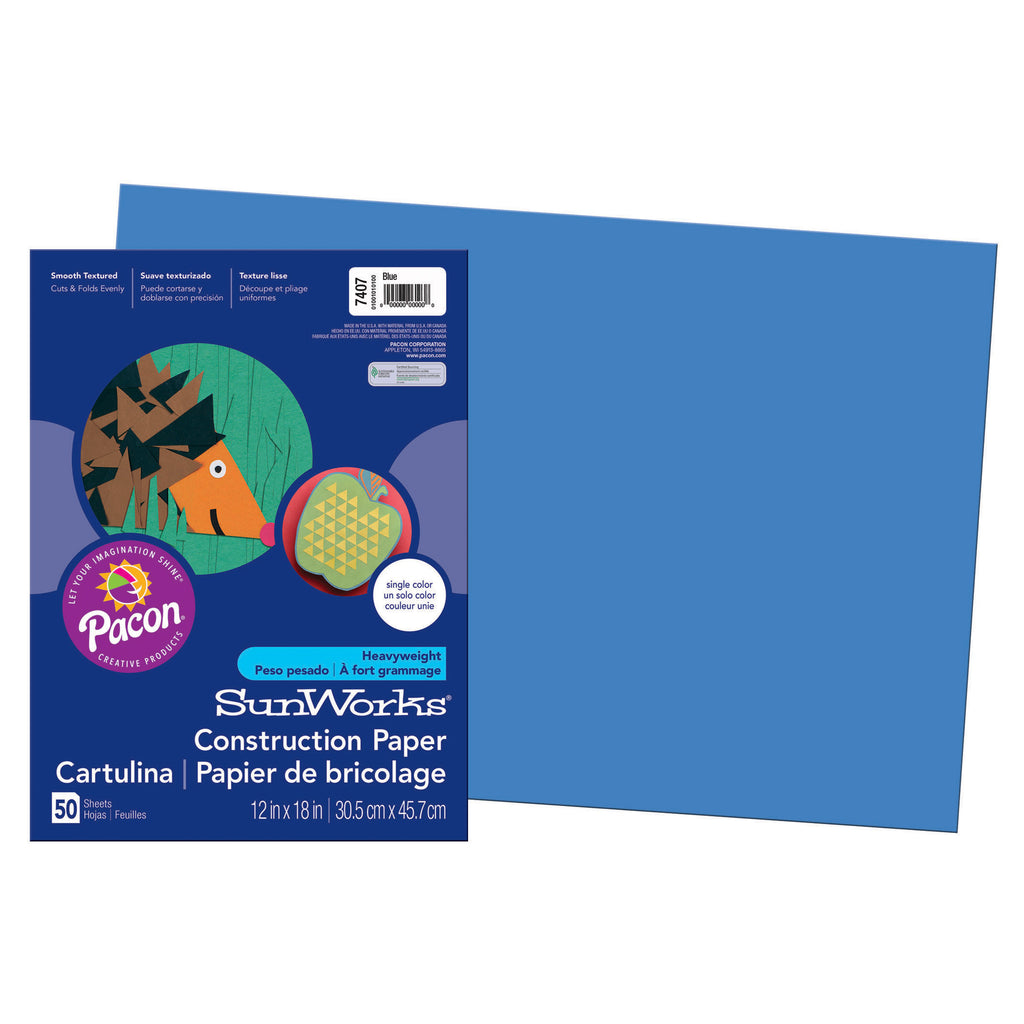 (5 Pk) 12x18 Blue Groundwood Construct Paper 50 Sht Per Pk