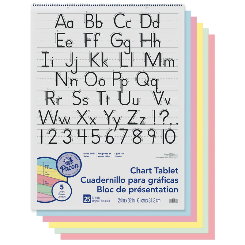 Chart Tablet Spiral Bound 25 Ct 24x32 1-1-2 Ruled Manuscript Cover