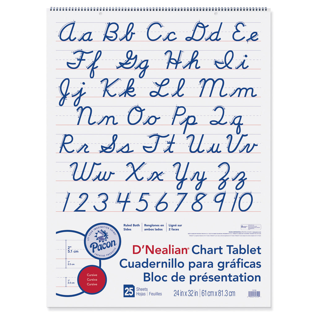 D Nealian Chart Tablet Cursive