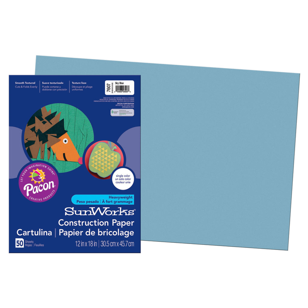 (5 Pk) 12x18 Sky Blue Groundwood Construction Paper 50 Sht Per Pk