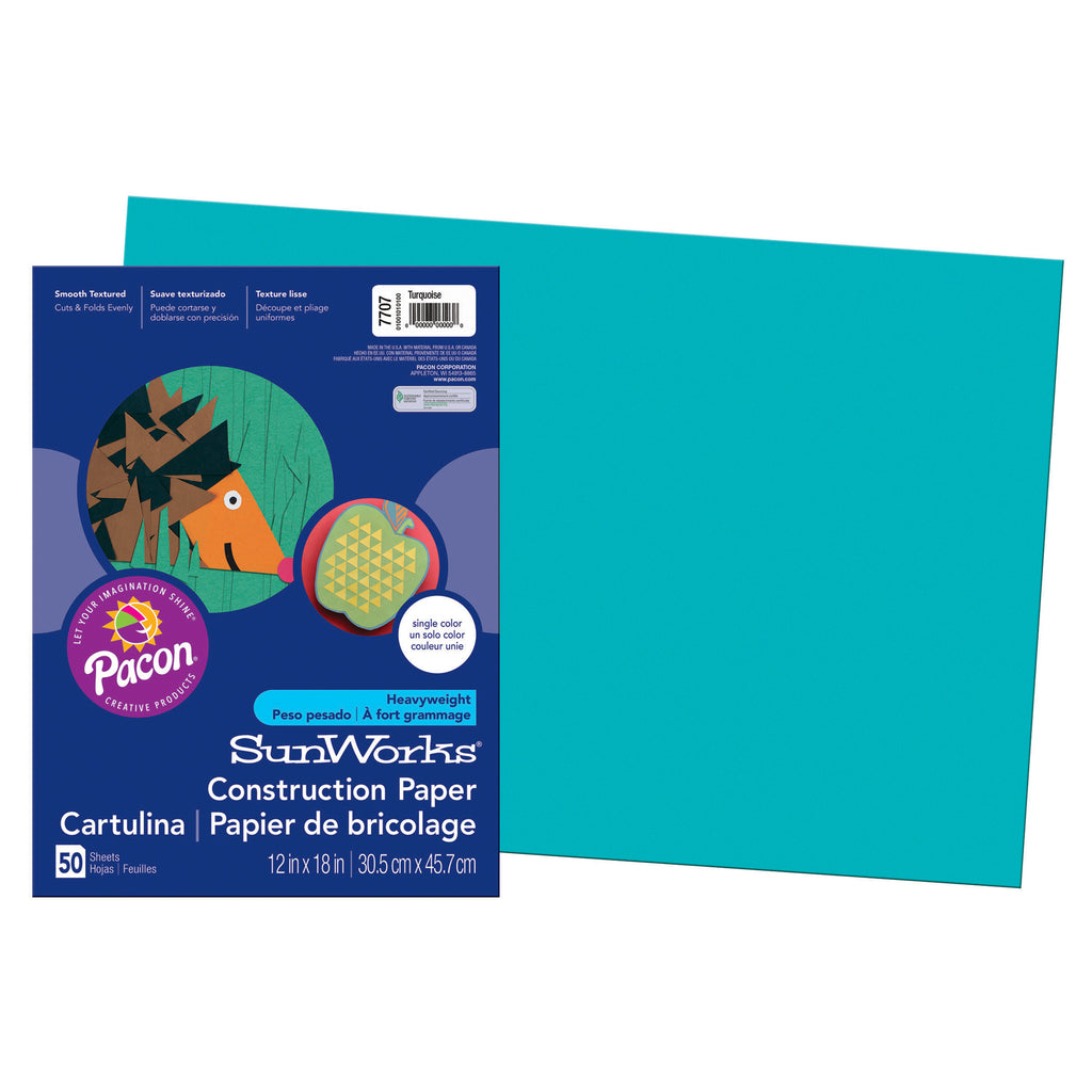 (5 Pk) Construction Paper Turquoise 12x18