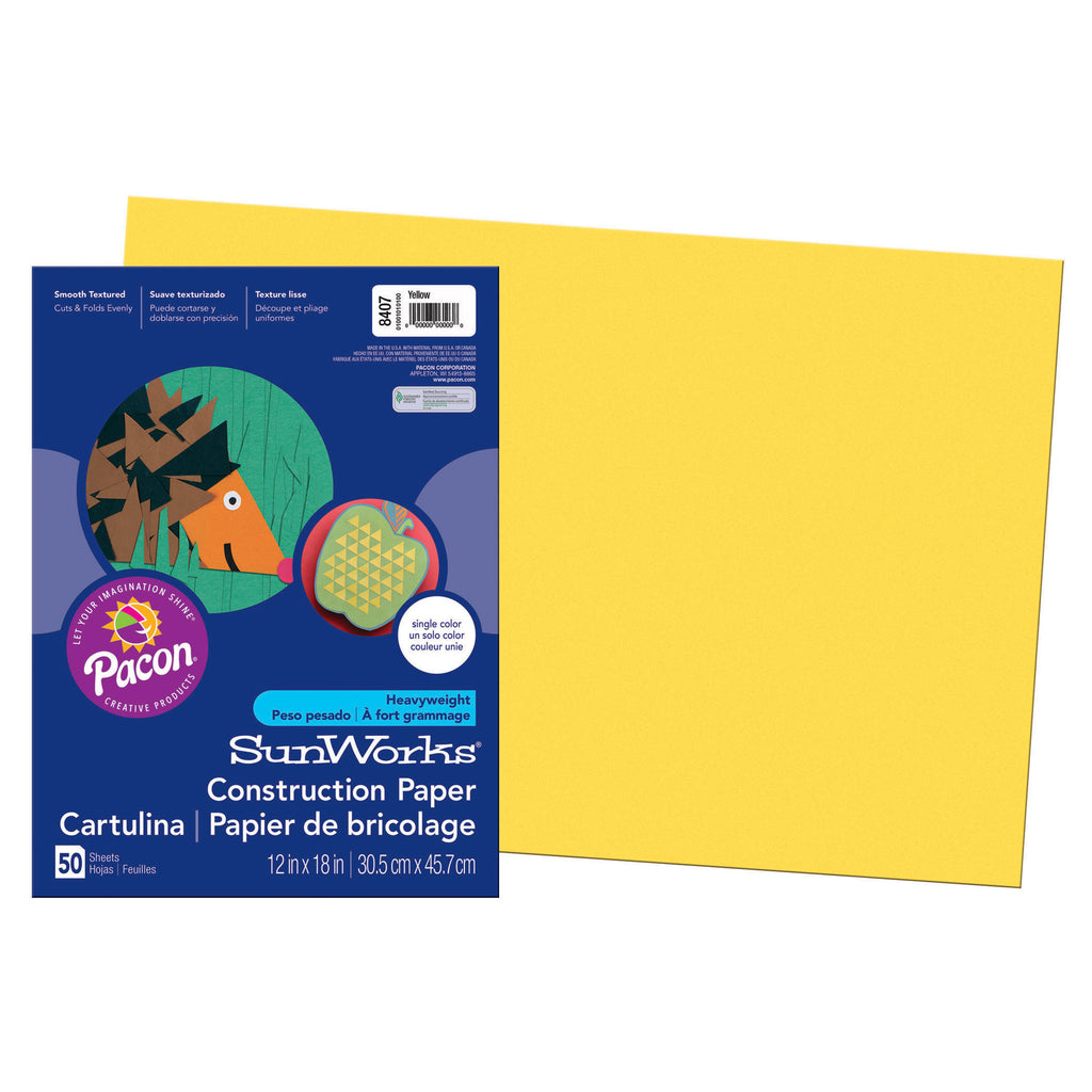 (5 Pk) Sunworks 12x18 Yellow Construct Paper 50 Shts Per Pk