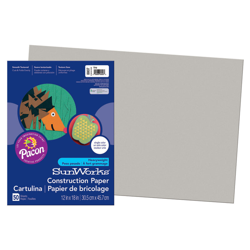 Sunworks 12x18 Gray Groundwood 50ct Construction Paper