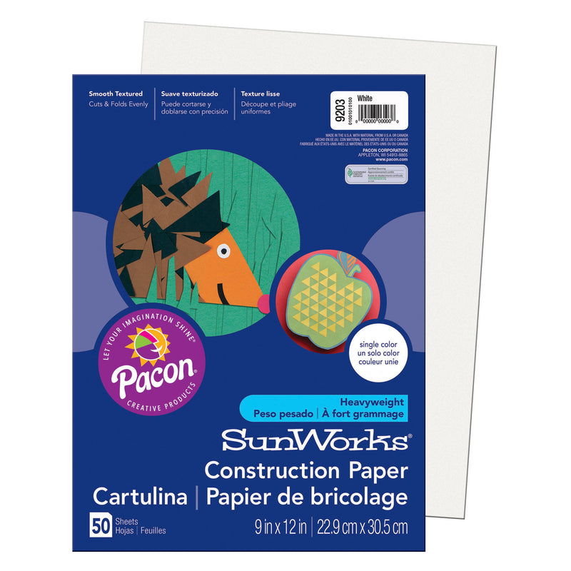 Sunworks 9x12 White 50ct Construction Paper