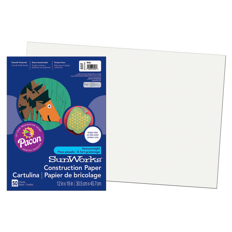 (5 Pk) Sunworks 12x18 White Construct Paper 50 Shts Per Pk