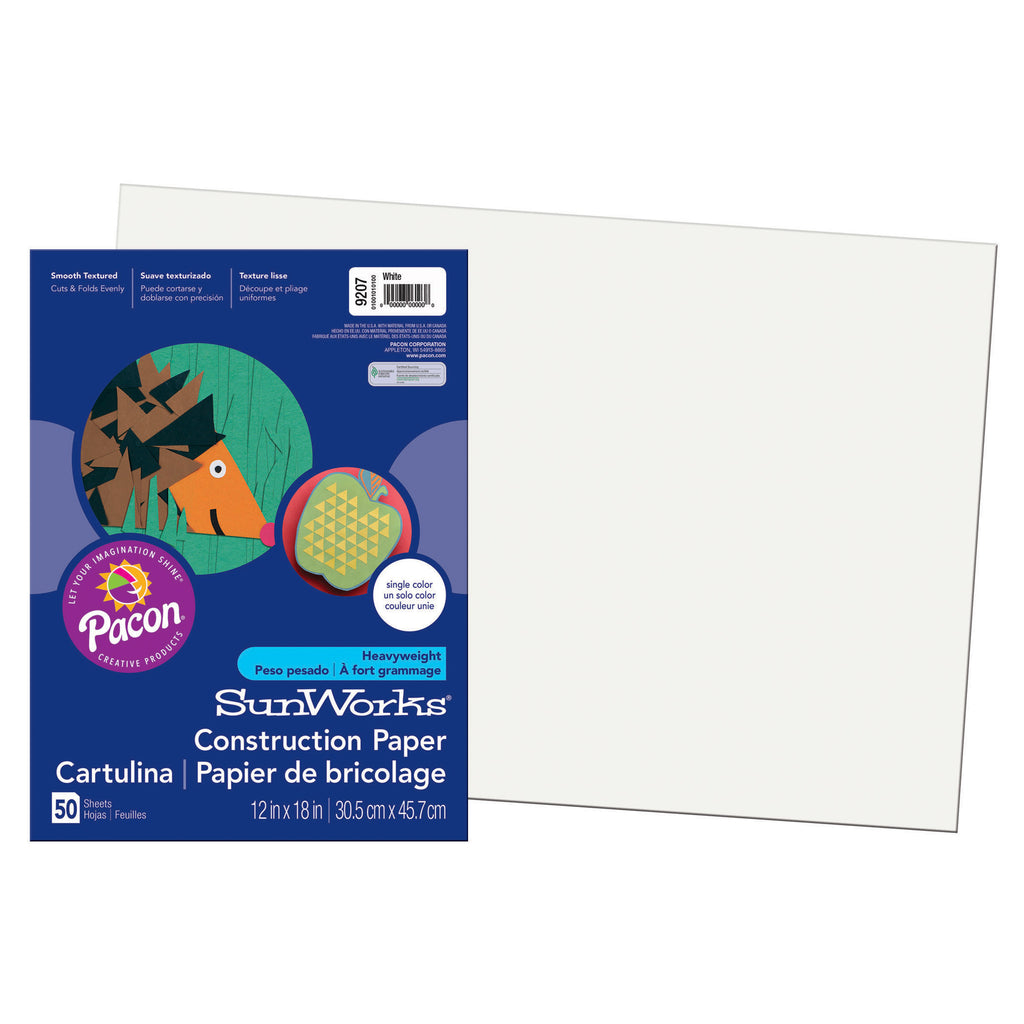 Sunworks 12x18 White 50ct Construction Paper