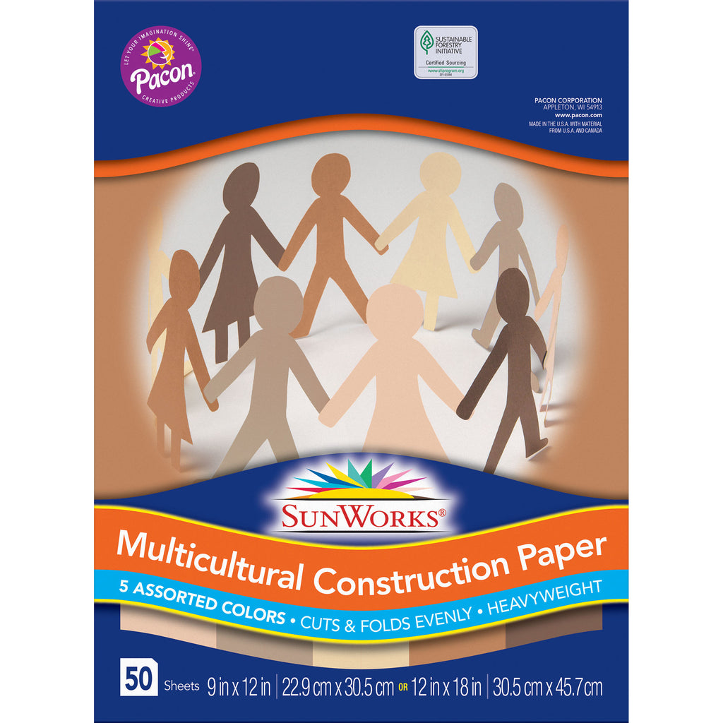 (5 Pk) Multicultural Construction Paper 9x12