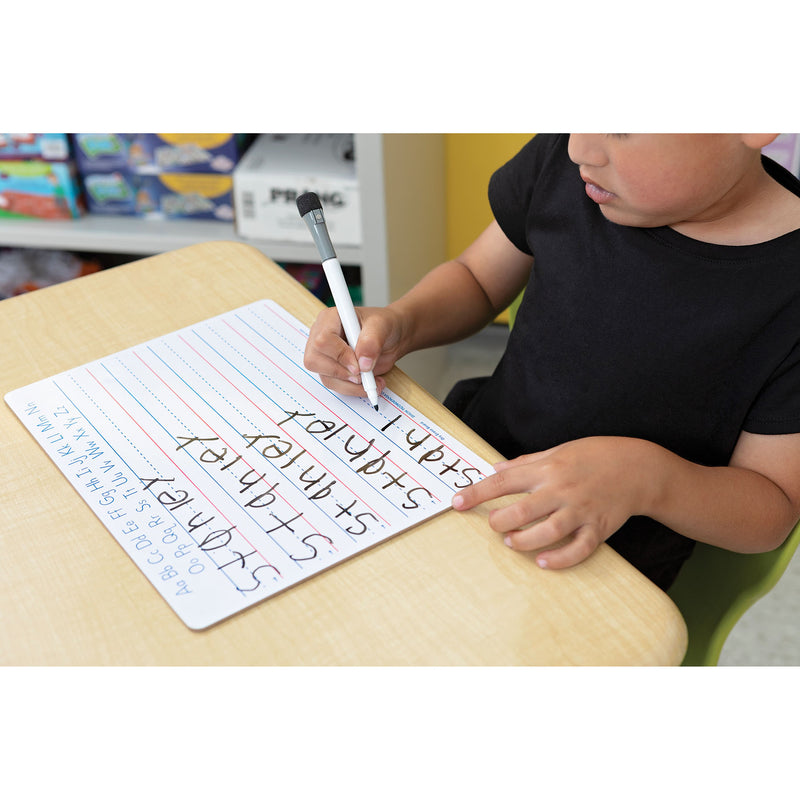 Handwriting Whiteboard Dry Erase Set, 2-Sided, Ruled-Plain, with Marker-Eraser, 9" x 12"