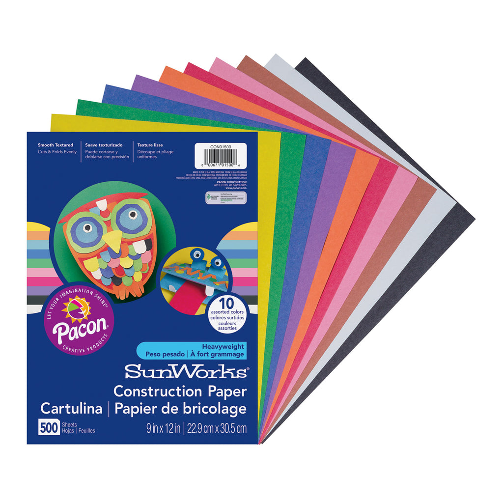 Construction Paper 10 Colors 9x12 500 Sheets