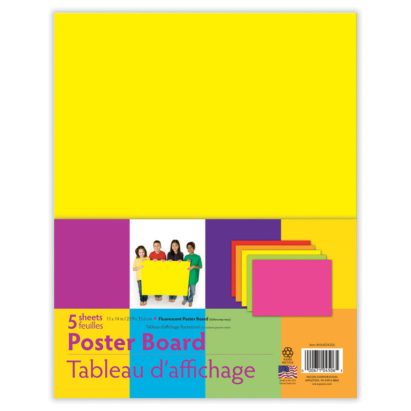 Neon Asst Poster Board 5 Colors 11x14