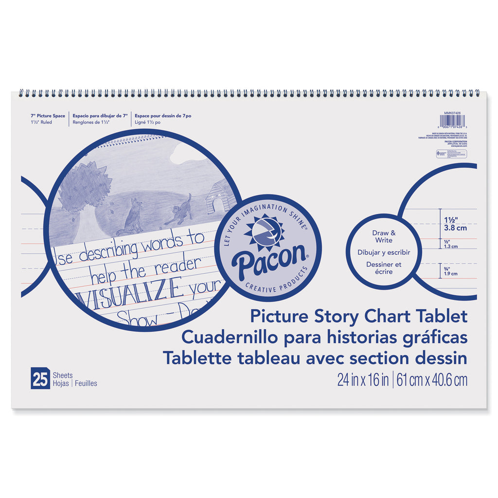 (3 Ea) Chart Tablet 24x16 1.5in Ruled Picure Story