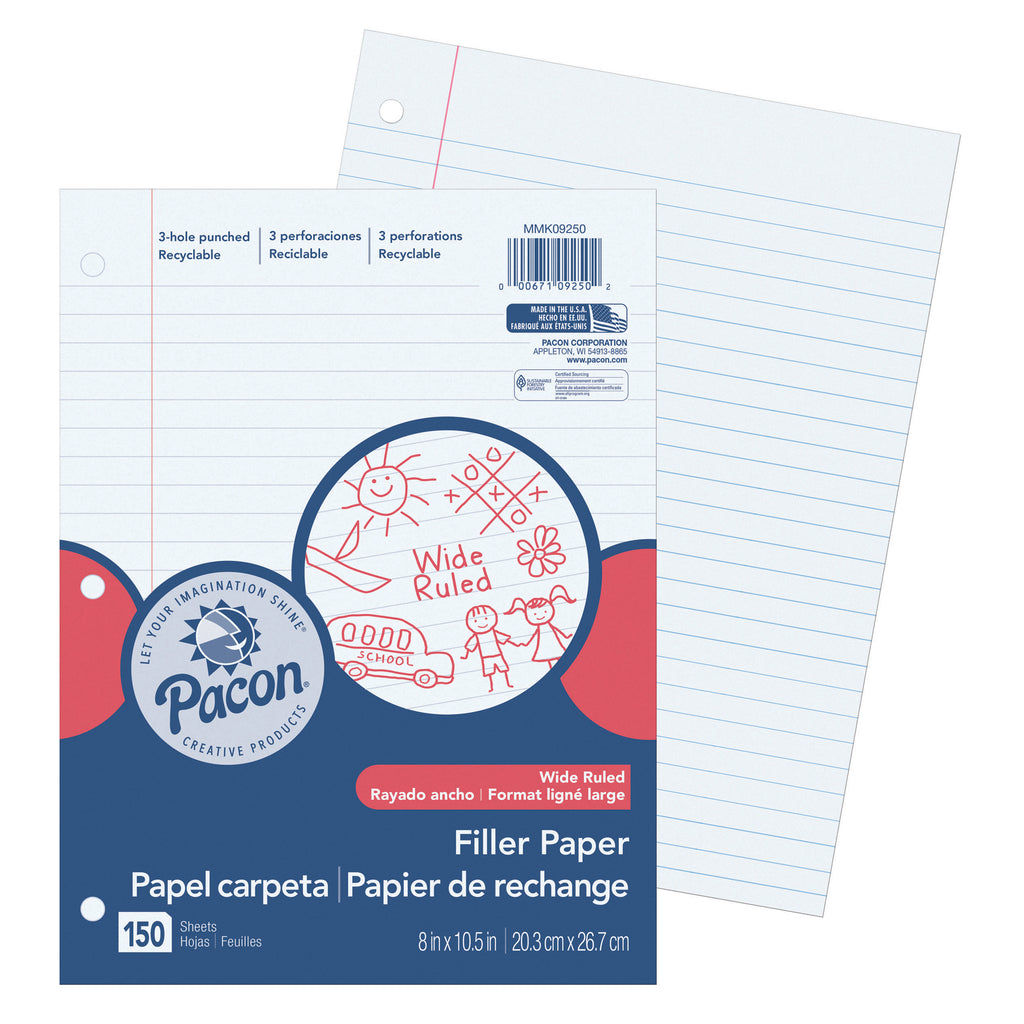 (6 Pk) Pacon Filler Paper Wide Rule 3-8in Ruling