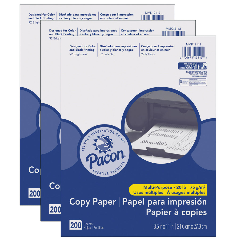 (3 Pk) Multi Purpose Paper Wht 200 Sheets