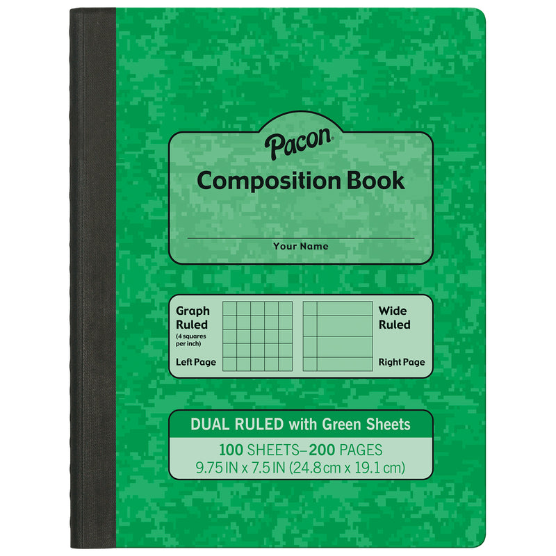 (6 Ea) Green Dual Ruled Comp Book