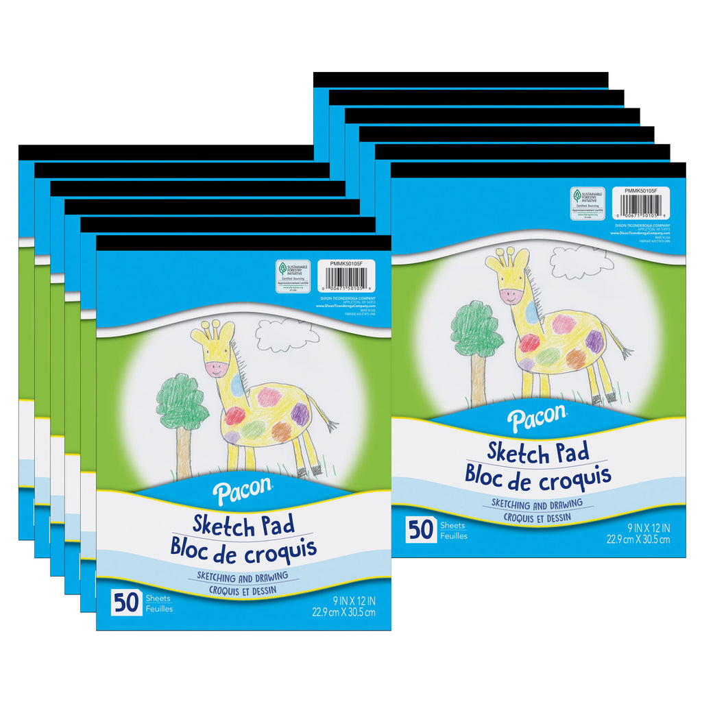 (12 Ea) Little Fingrs Sktch Pad Wht 9x12 50 Sheets