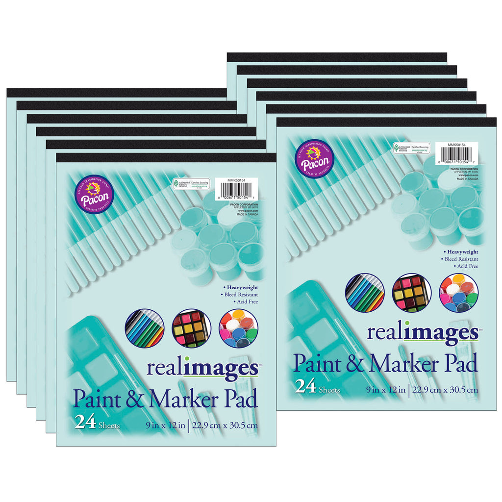 (12 Ea) Real Images Paint & Markr Pad Heavy 9x12 24 Sheets