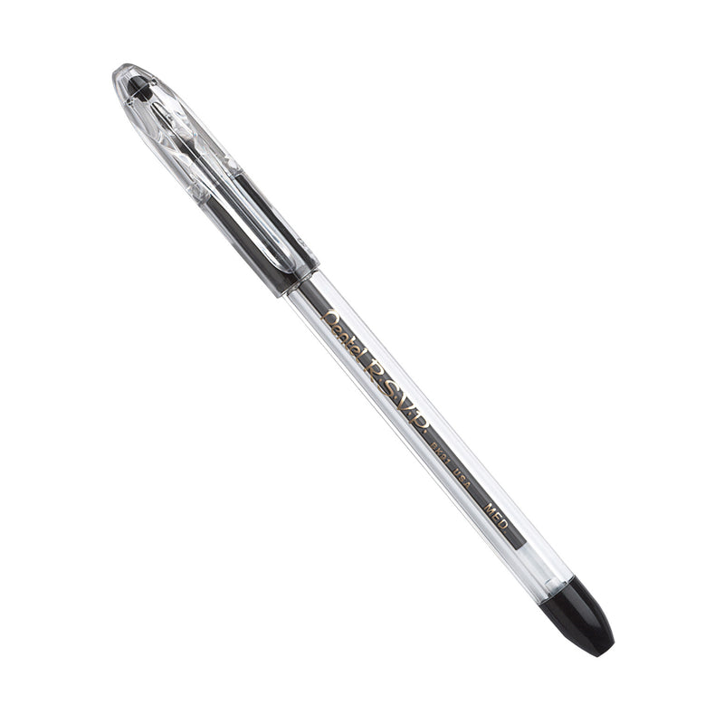 (24 Ea) Pentel Rsvp Black Med Point Ballpoint Pen