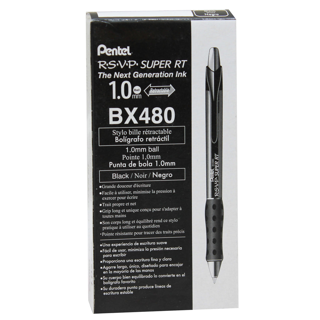 (12 Ea) Rsvp Super Rt Ballpoint Pen Black Retractable
