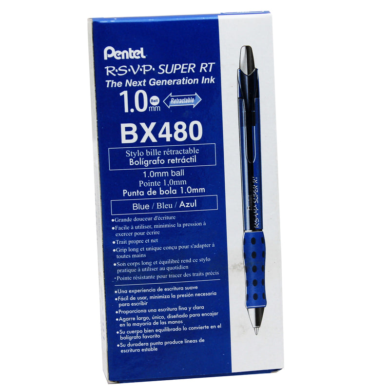 (12 Ea) Rsvp Super Rt Ballpoint Pen Blue Retractable