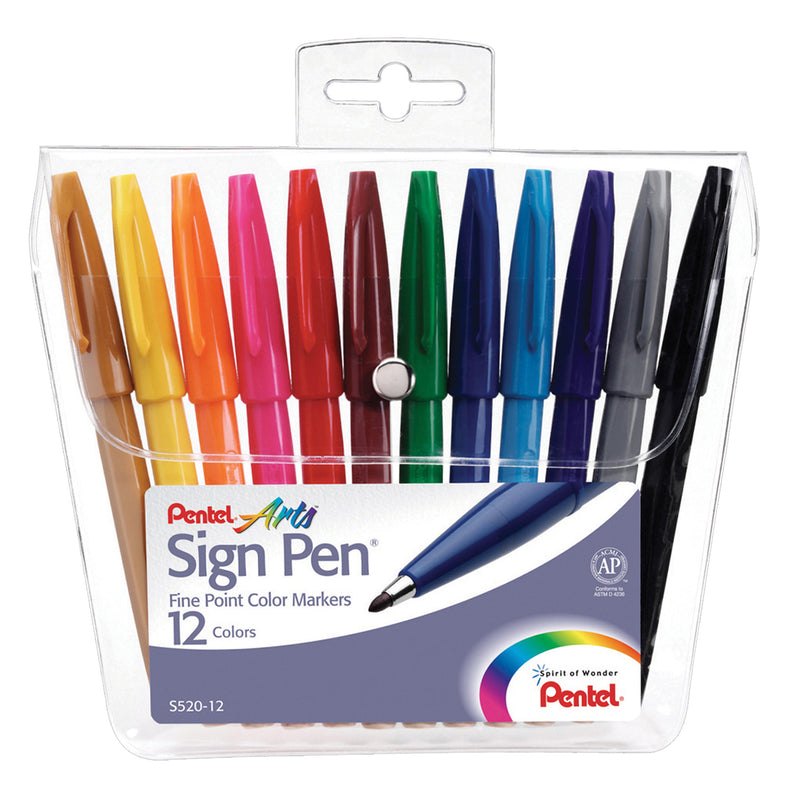 Pentel Sign Pens 12 Count Assorted