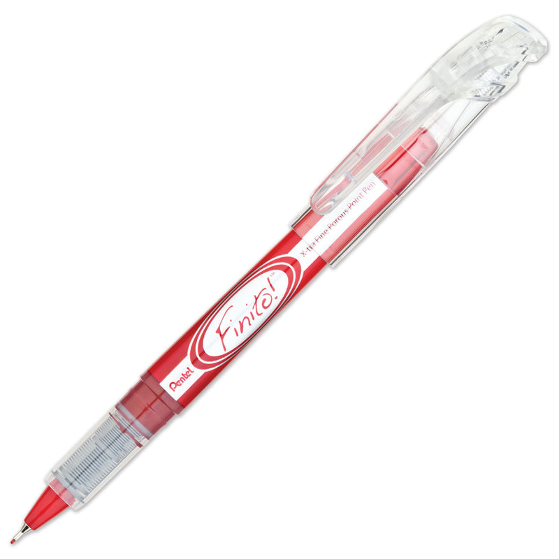 (12 Ea) Pentel Finito Red Porous Point Pen Extra Fine Point
