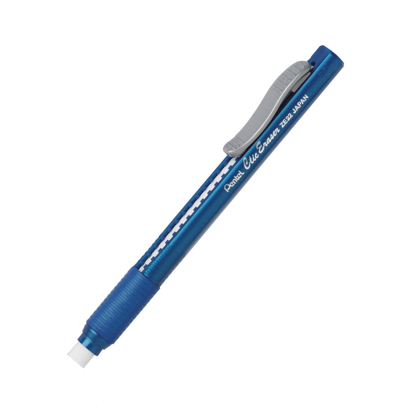 (12 Ea) Pentel Clic Erasers Grip Blue Barrel