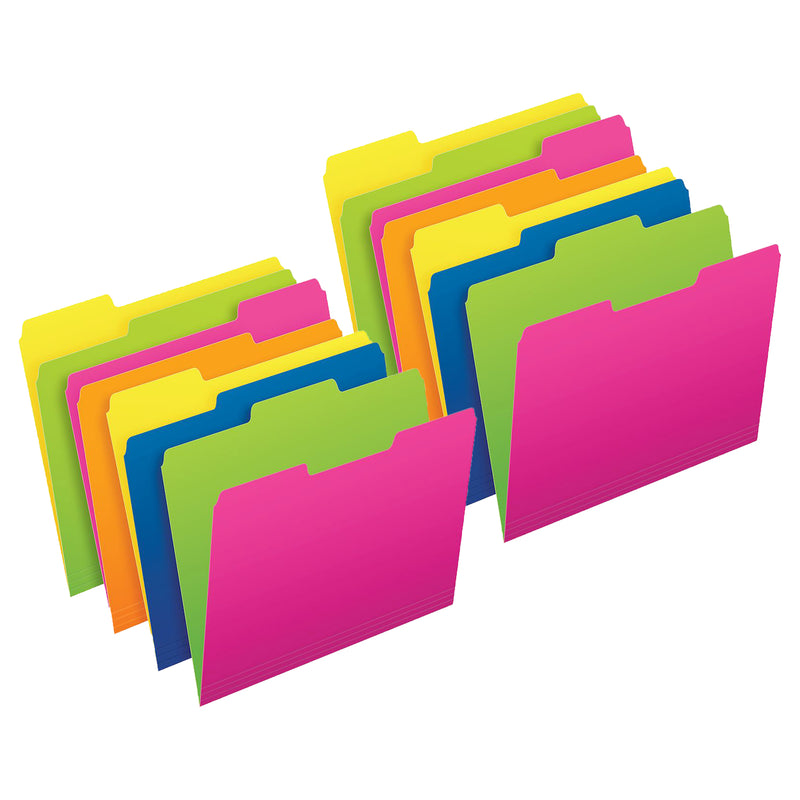 (2 Pk) Twisted Glow File Folders 12pk Letter Size Asst Colors
