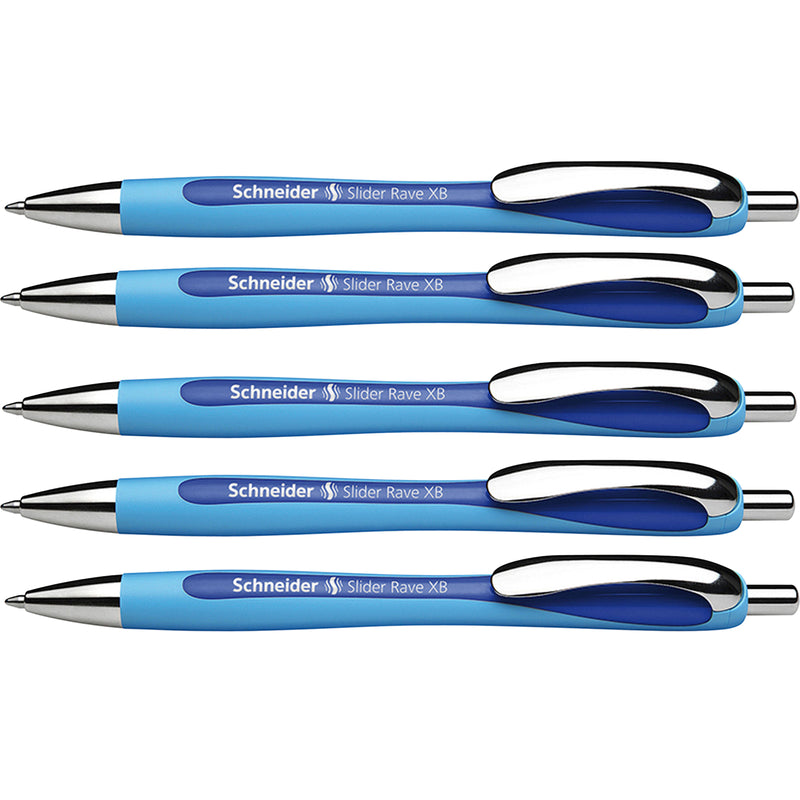 (5 Ea) Schneider Blue Slider Rave Xb Retractable Ballpoint Pen