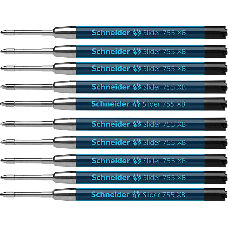 (10 Ea) Schneider Black Slider Xb 755 Ballpoint Pen Refills
