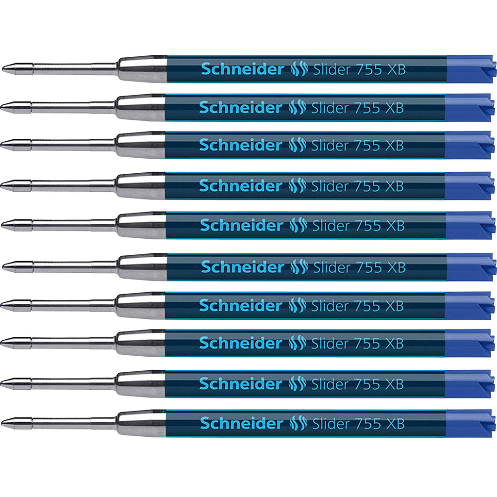 (10 Ea) Schneider Blue Slider 755 Xb Ballpoint Pen Refills